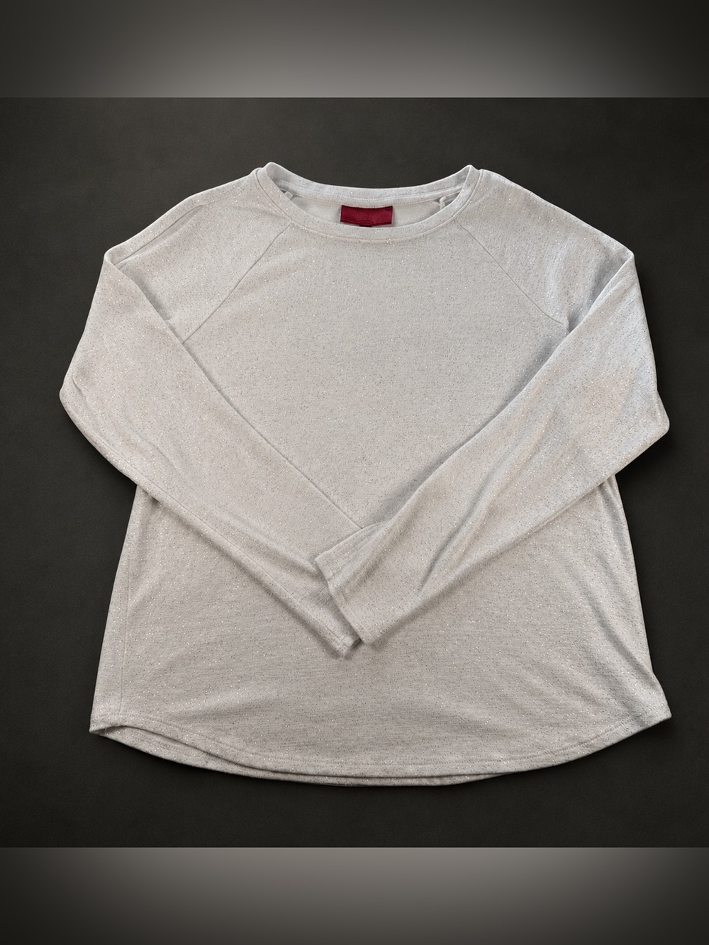 Jennifer Lopez White Shimmer Cold Shoulder Long Sleeve Top | Medium